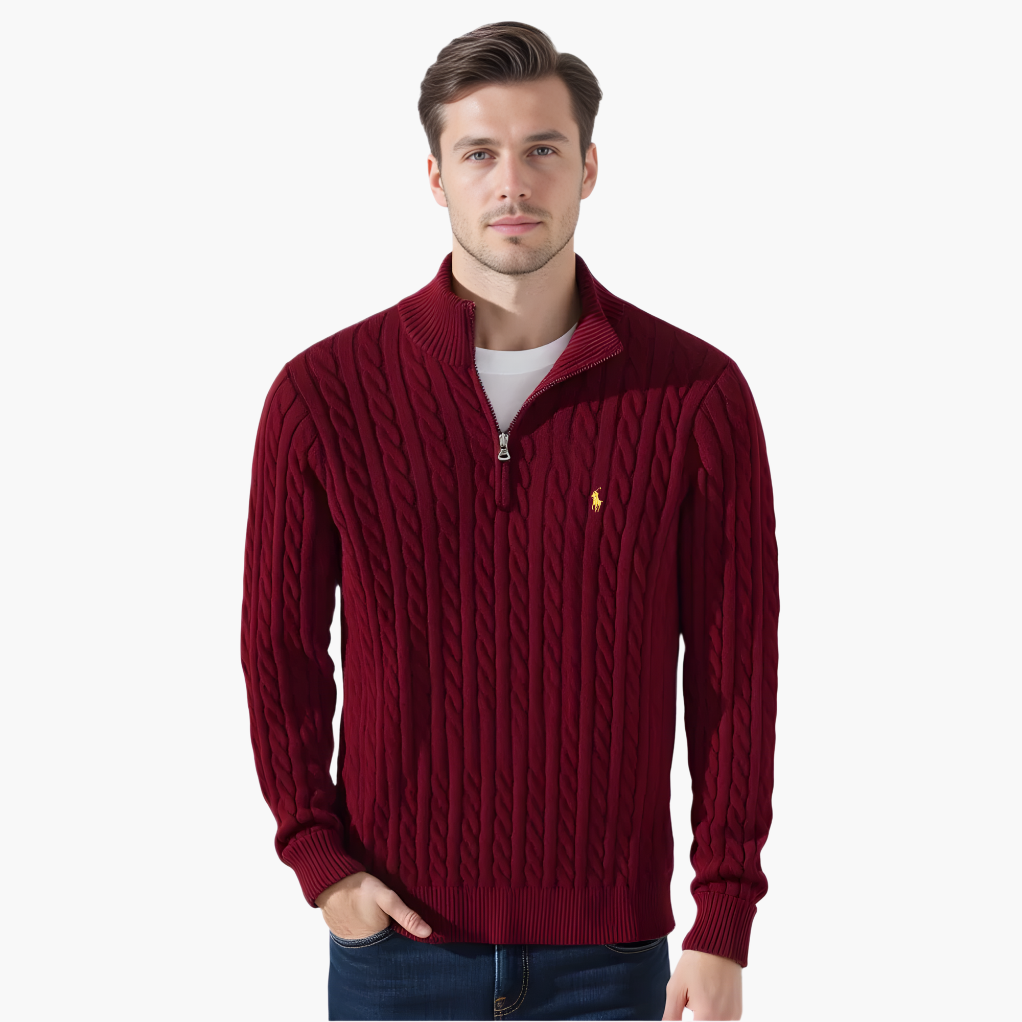 TAEBAEK Zipped Cable Sweater