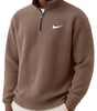 Men's Loose Casual Waffle Stand Collar Half Zip Sweatshirt
