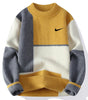 Men's Autumn And Winter Colorblock Warm Crew Neck Sweater