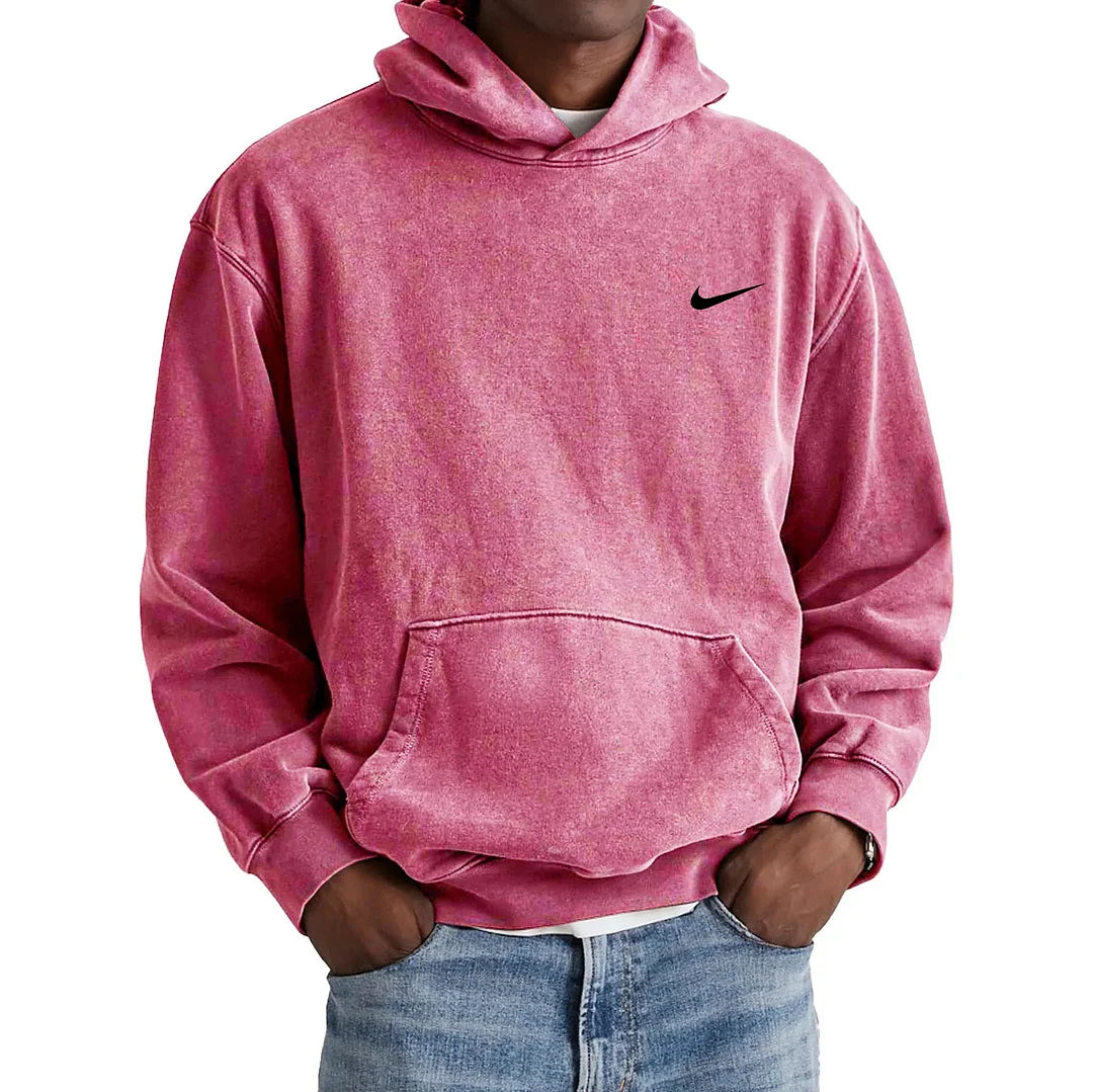 Men's Retro Washed Loose Pocket Hooded Sweatshirt