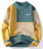 Men's Autumn And Winter Colorblock Warm Crew Neck Sweater