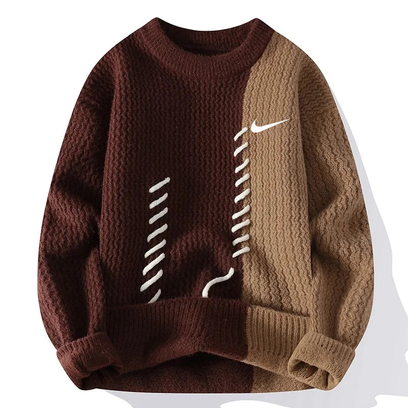 Men's Trendy Loose Colorblock Casual Knitted Sweater