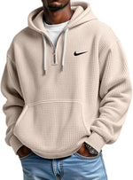 Men's Loose Waffle Half-Zip Hooded Sweatshirt