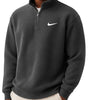 Men's Loose Casual Waffle Stand Collar Half Zip Sweatshirt