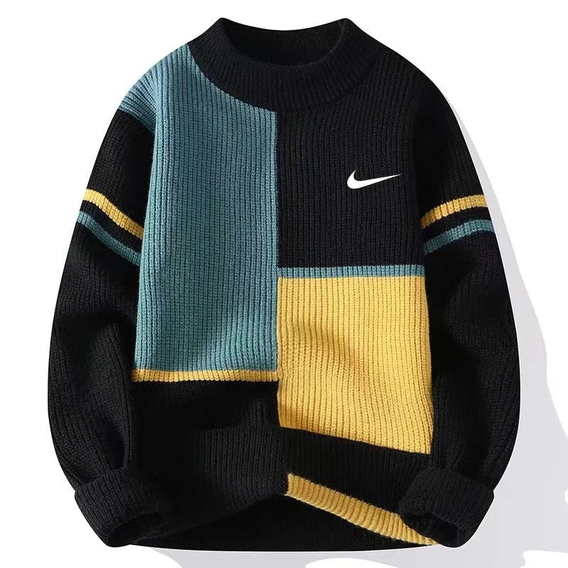 Men's High-End Trendy Loose Color-Blocked Sweater